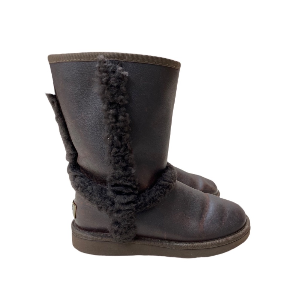 UGG Carter chocolate leather Sherpa lined boots size 6 - Picture 10 of 10
